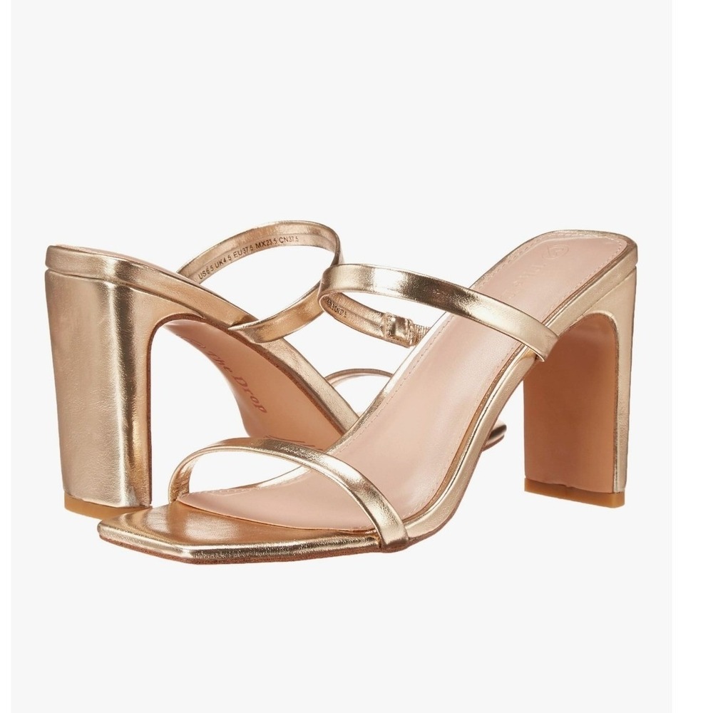 The Drop Avery Women's Gold Metallic Square Toe Block Mules Sandals Size 6.5 - Picture 2 of 11
